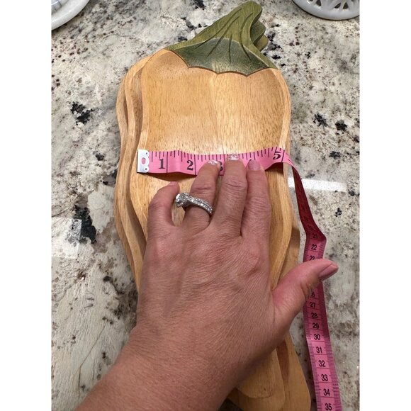 3 VTG Clay Art Handcrafted Wooden Chili Pepper Shaped stackable Serving Trays - Picture 15 of 16